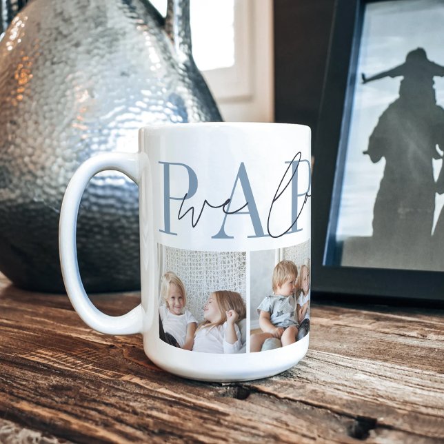 Pappou Vi Kärlek You 4 Photo Collage Kaffemugg (Skapare uppladdad)