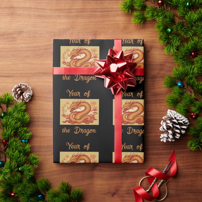 Pappra året för svällning av drakmer presentpapper (Julgåva)