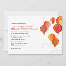 Pappra asiatiska Lanternor (vita Bröllop) Inbjudningar