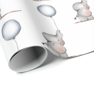 Pappra - Baby elefanter med ballonger Presentpapper