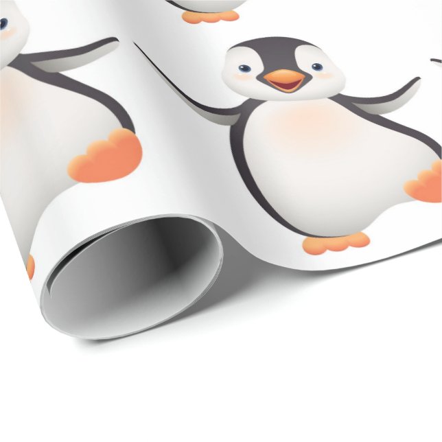 Pappra - Baby Penguin Presentpapper (Rullad Hörn)