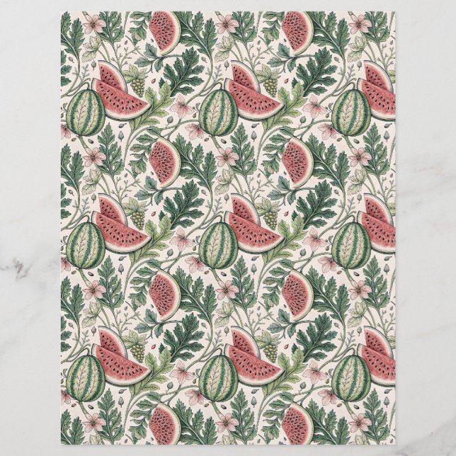 Pappra beige Watermelons vintage bontanica scrapbo (Framsida)