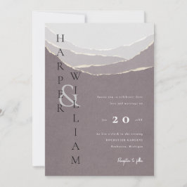 pappra berg i bröllop med modern röd sönderdelning inbjudningar
