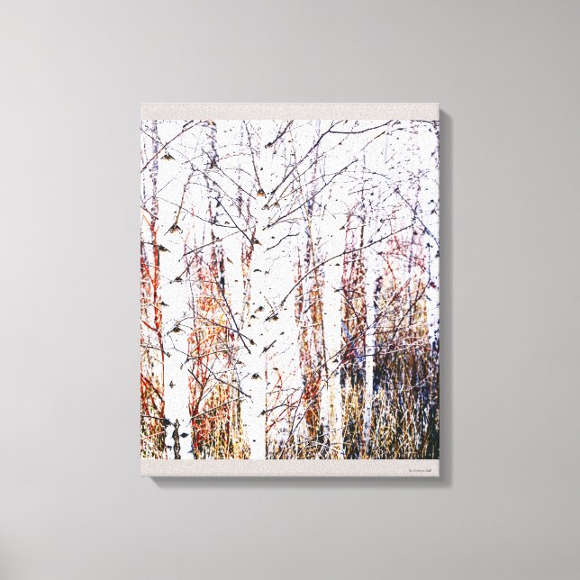 Pappra Birch Träd-skogen High Nyckel, utskuren Canvastryck (Framsida)
