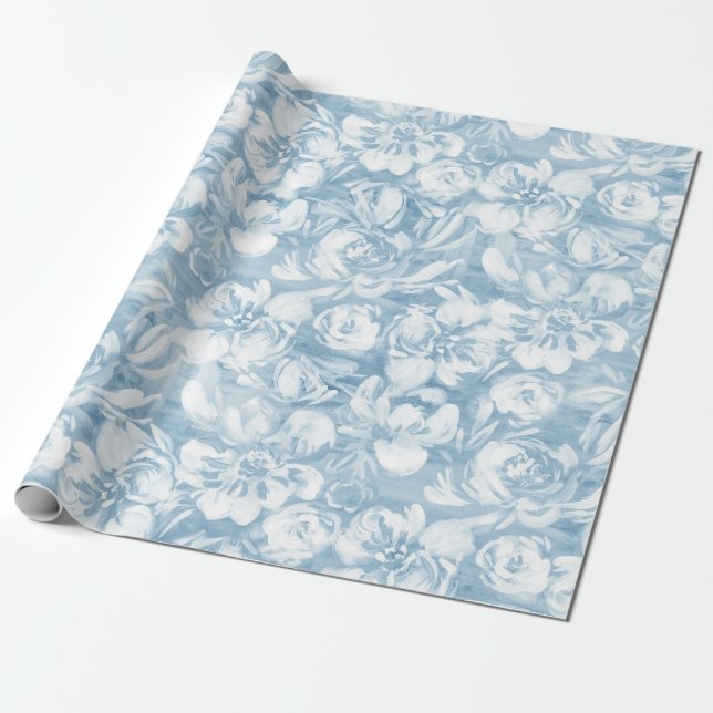 Pappra blå  bläckstråle presentpapper (Utrullad)