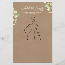 Pappra blad med spelet "skissera klänningen".