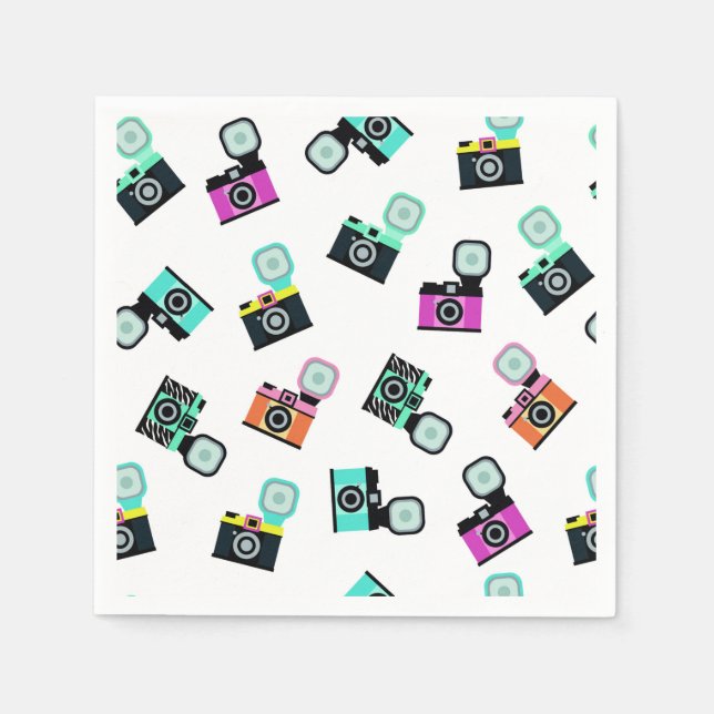 Pappra bländkameror - färgade  bländkapslar pappersservett (Framsidan)