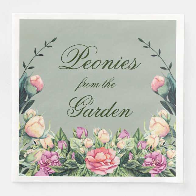 Pappra blöjor (50) Peonier från Garden Pappersservett (Framsida)