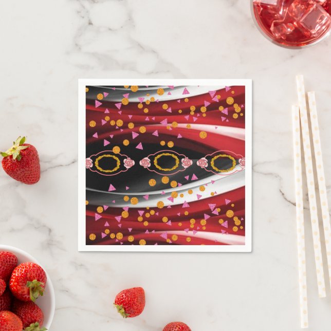 Pappra blöjor, Abstrakt Red Black White Pappersservett (Insitu)