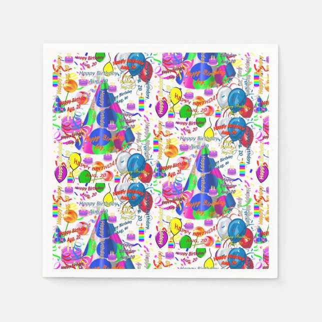 Pappra blöjor augusti, 20 födelsedag pappersservett (Framsidan)