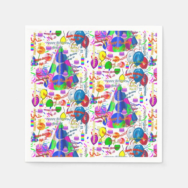 Pappra blöjor augusti, 21 födelsedagar pappersservett (Framsidan)