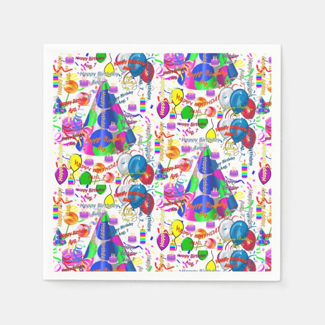 Pappra blöjor augusti, 7 födelsedag pappersservett (Framsidan)
