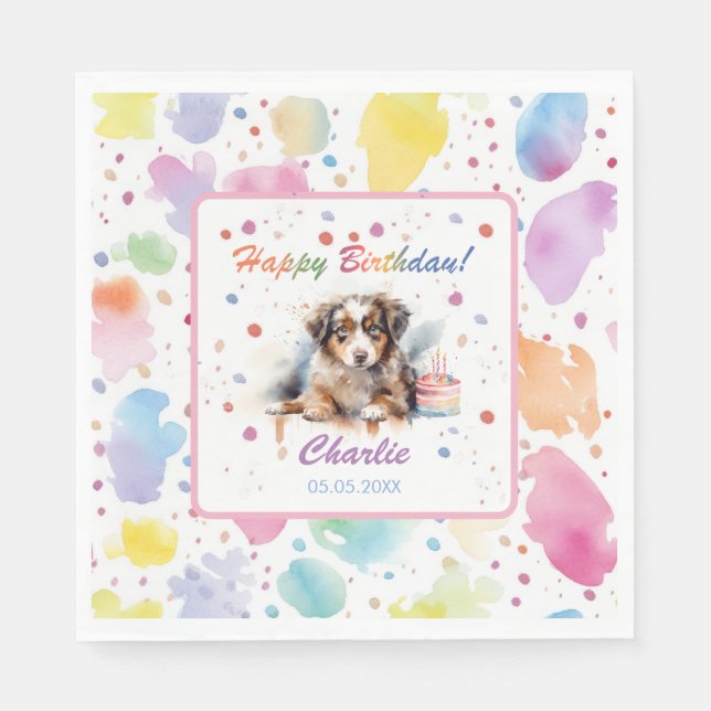 Pappra blöjor av australian shepherd-vattenfärg pappersservett (Framsidan)