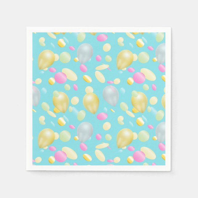Pappra blöjor av färgämnen konfetti och ballonger pappersservett (Framsidan)