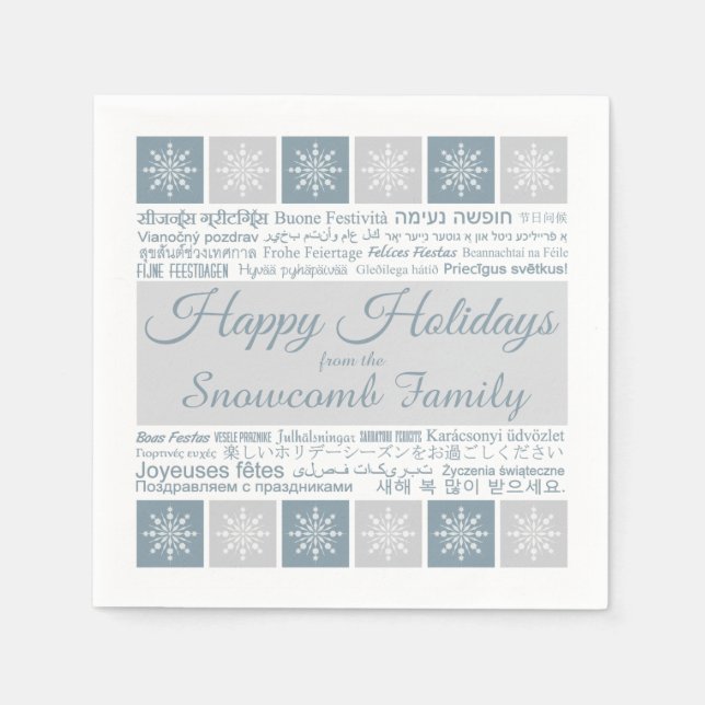 Pappra blöjor av flerspråkig "Glad helg"-anpassnin Pappersservett (Framsidan)