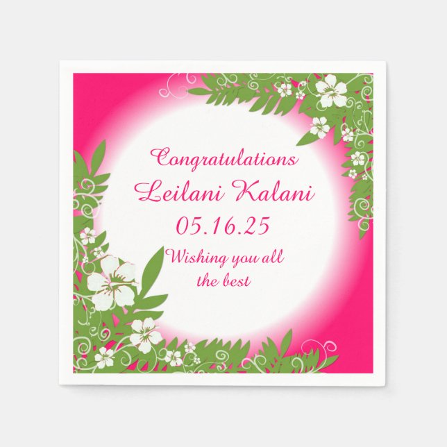 Pappra blöjor av hawaiisk rosa hibiscus studenten pappersservett (Framsidan)