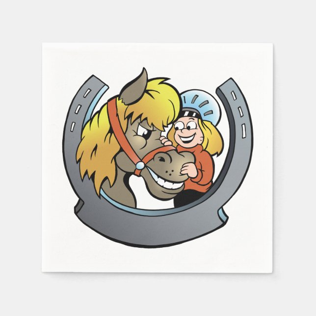 Pappra blöjor av rider och häst pappersservett (Framsidan)