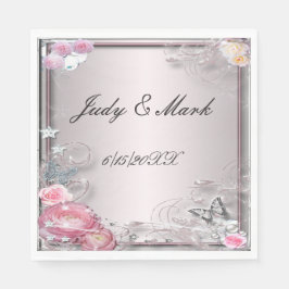 Pappra blöjor av rosa Blommigt och fjäril Pappersservett