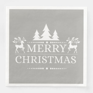 Pappra blöjor av silver & White God jul Pappersservett
