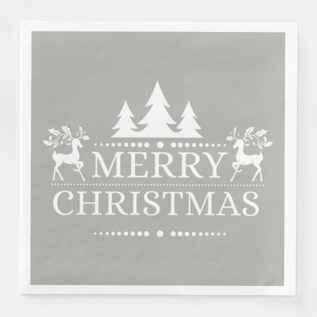 Pappra blöjor av silver & White God jul Pappersservett (Framsida)