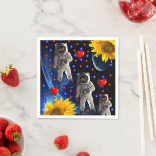 Pappra blöjor av solros astronaut pappersservett