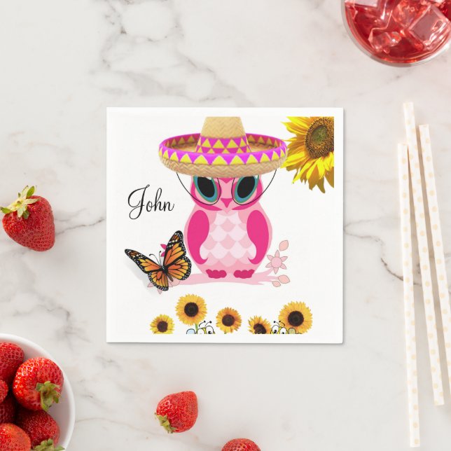 Pappra blöjor av solrosblomma Uggla Butterfly Pappersservett (Insitu)