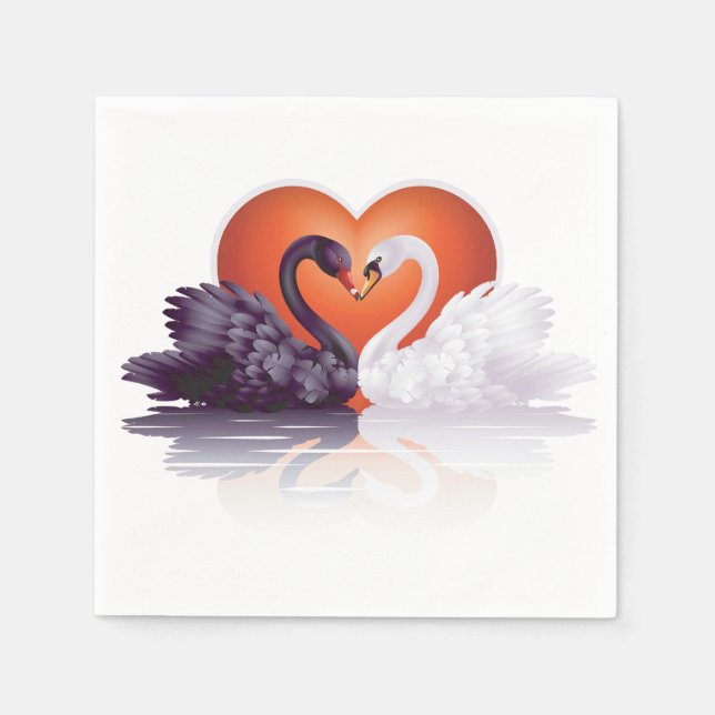 Pappra blöjor av svart och vitt Svanar Pappersservett (Framsidan)