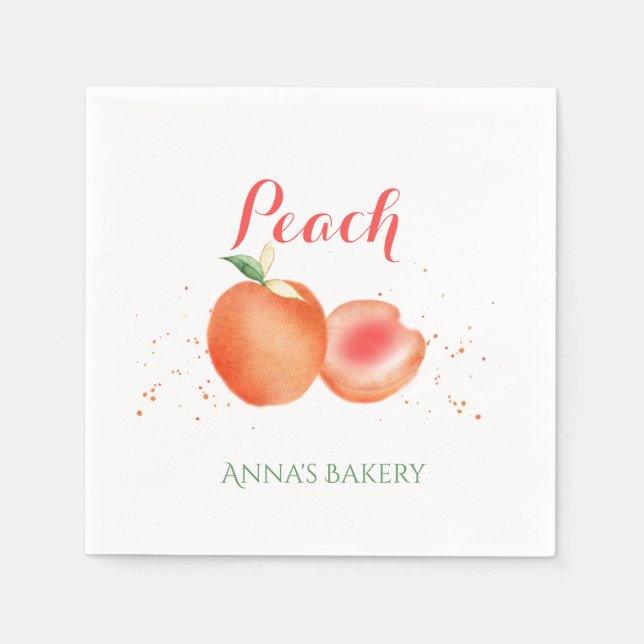 Pappra blöjor av vattenfärg Peach-frukt Pappersservett (Framsidan)