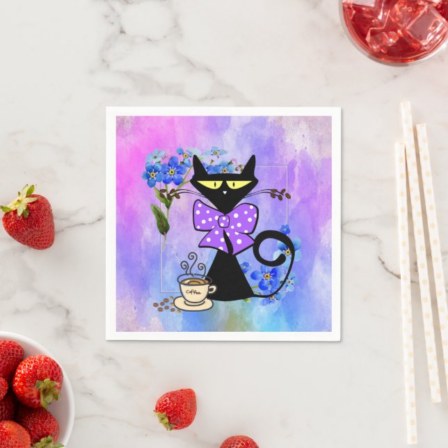 Pappra blöjor, Blommigt av vattenfärger, katt feli Pappersservett (Insitu)