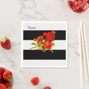 Pappra blöjor, Blommigt Black Rand Pappersservett