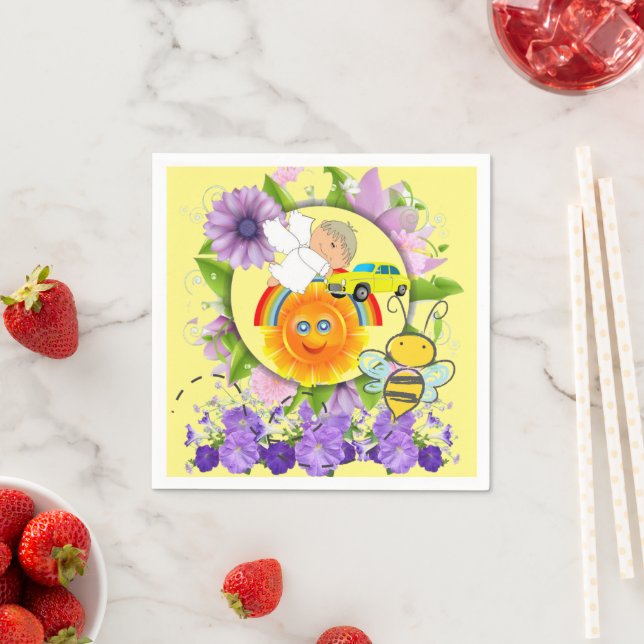 Pappra blöjor, Blommigt Gult Baby Angel Pappersservett (Insitu)