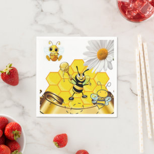 Pappra blöjor, Blommigt Honeybee White Daisy Pappersservett