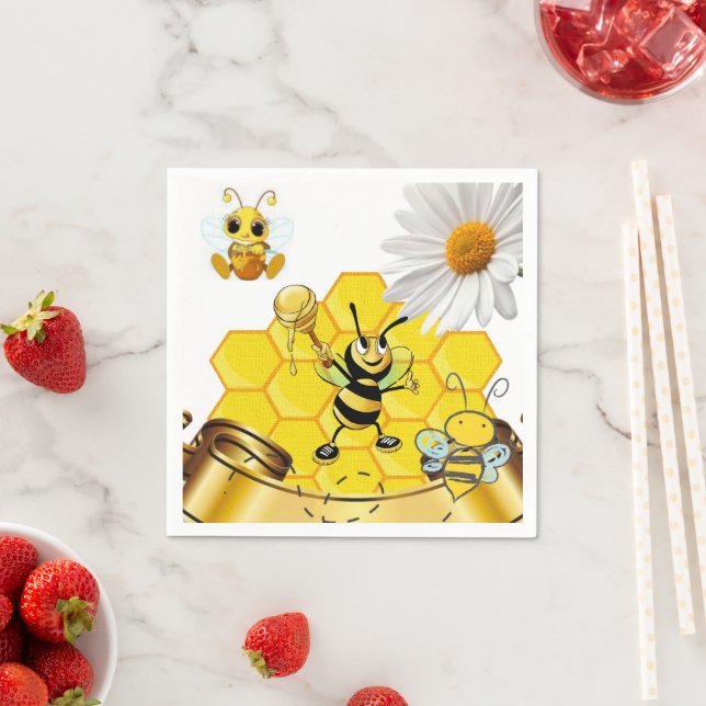 Pappra blöjor, Blommigt Honeybee White Daisy Pappersservett (Insitu)