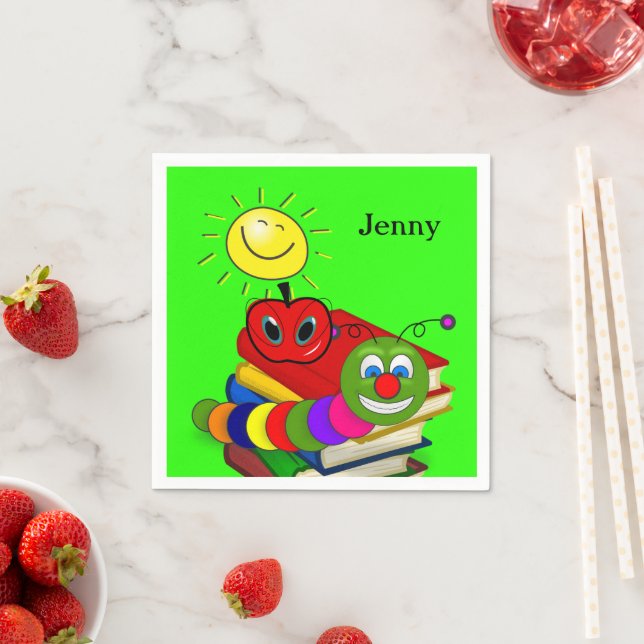 Pappra blöjor, bokmask, Bokar, äpple, Grönt Pappersservett (Insitu)