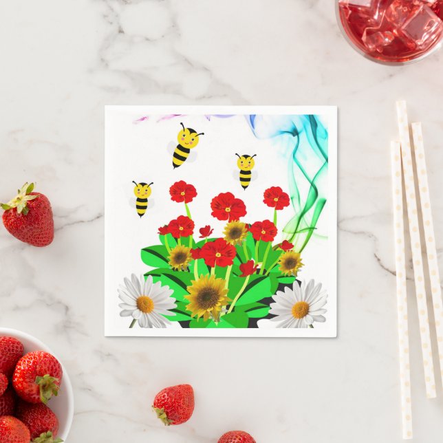 Pappra blöjor, Bumblebee Blommigt Solros Pappersservett (Insitu)