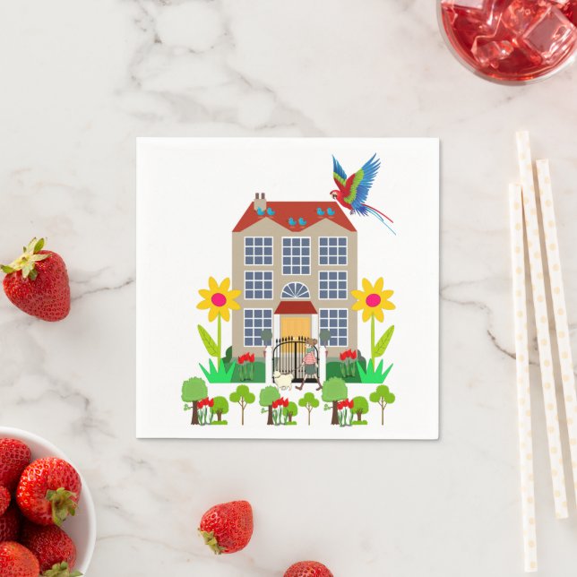 Pappra blöjor, Dam Hund Blommigt Napkins Pappersservett (Insitu)