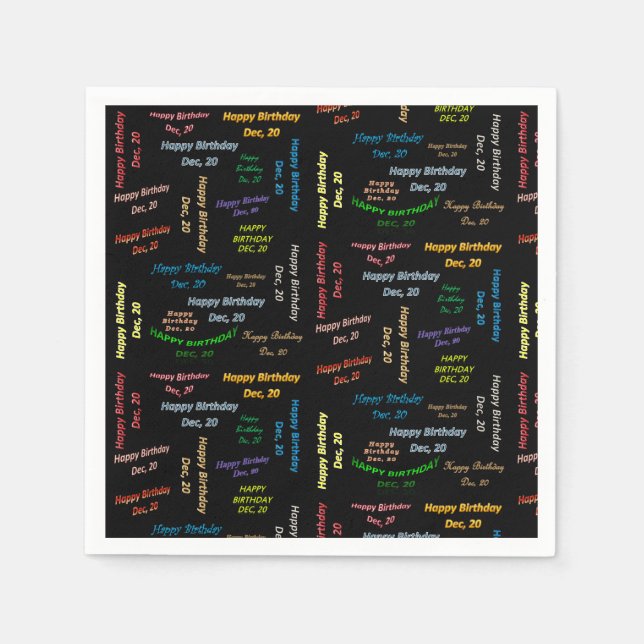 Pappra blöjor december, 20 födelsedagar pappersservett (Framsidan)