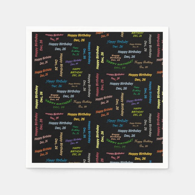 Pappra blöjor december, 26 födelsedagar pappersservett (Framsidan)