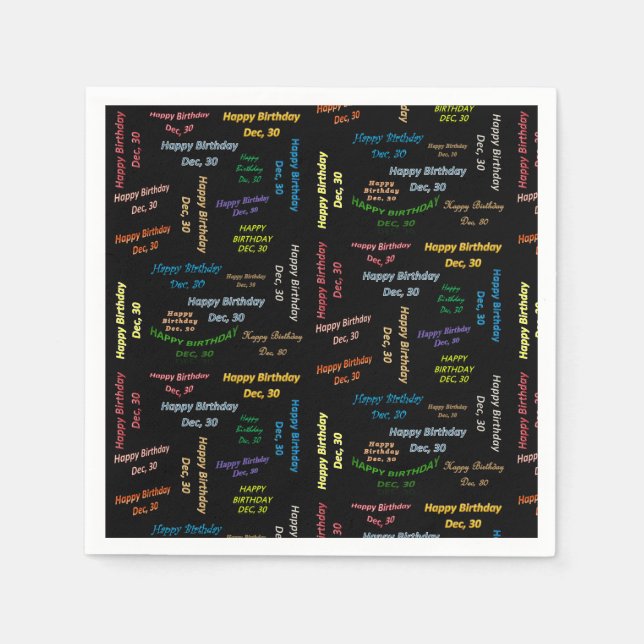 Pappra blöjor december, 30 födelsedagar pappersservett (Framsidan)