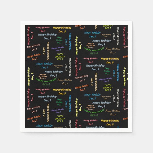 Pappra blöjor december, 3 födelsedagar pappersservett (Framsidan)