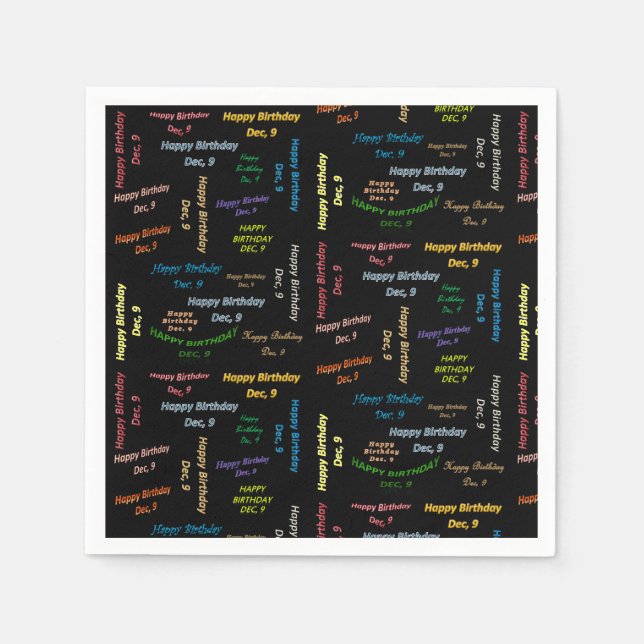 Pappra blöjor december, 9 födelsedag pappersservett (Framsidan)