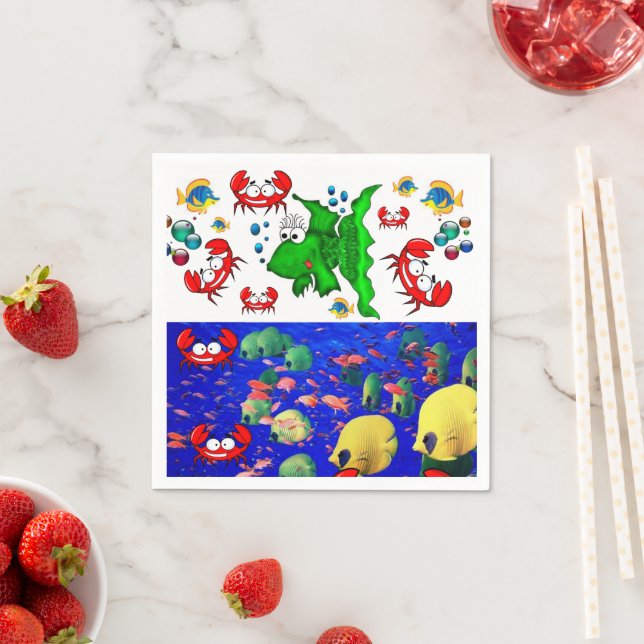 Pappra blöjor, fiskkrabbor, havsområde pappersservett (Insitu)