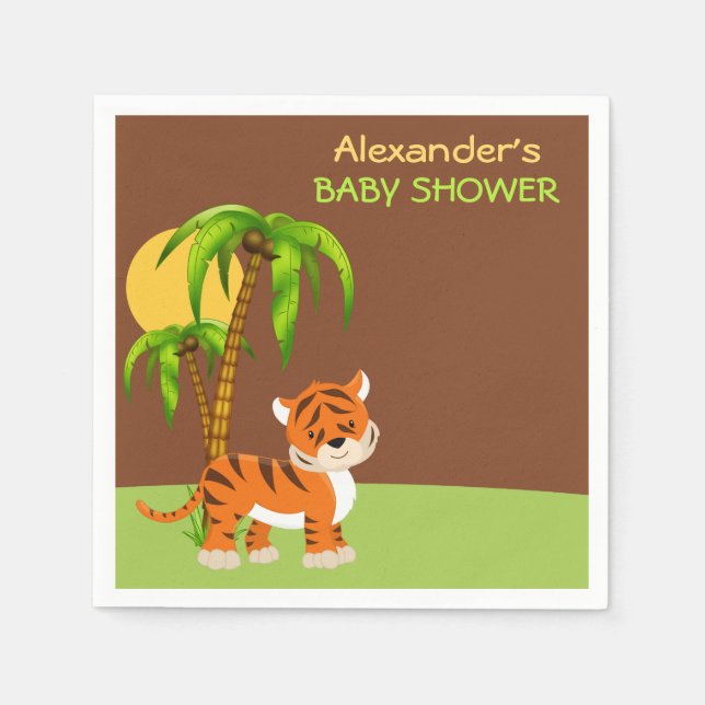 Pappra blöjor för  Baby Tiger Baby Shower Pappersservett (Framsidan)