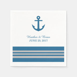 Pappra blöjor för blå Grått Nautical Anchor Pappersservett