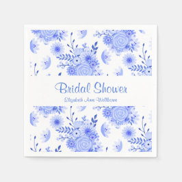 Pappra blöjor för blå och vit Blommigt Pappersservett