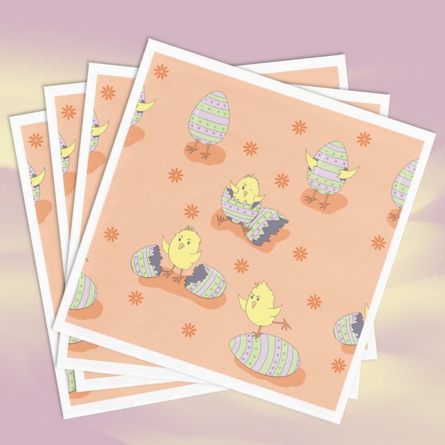 Pappra blöjor för Chicken Påsk Pappersservett (Funny Doodle Easter Chicks Paper Napkins .)