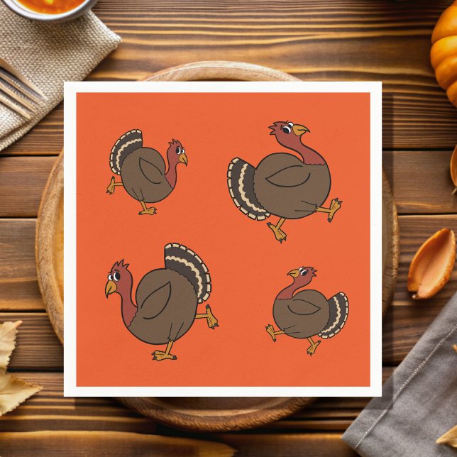 Pappra blöjor för Orange av Thanksgiving i Turkiet Pappersservett (Fun turkey paper napkins for your Happy Thanksgiving!)