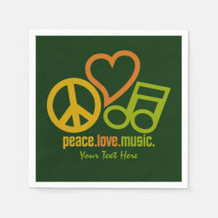 Pappra blöjor för Peace Kärlek Music anpassningsba Pappersservett