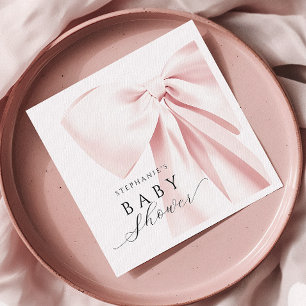 Pappra blöjor för Rosa Bow Baby Shower Pappersservett