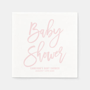 Pappra blöjor för Rosa Hand Lettered Baby Shower Pappersservett